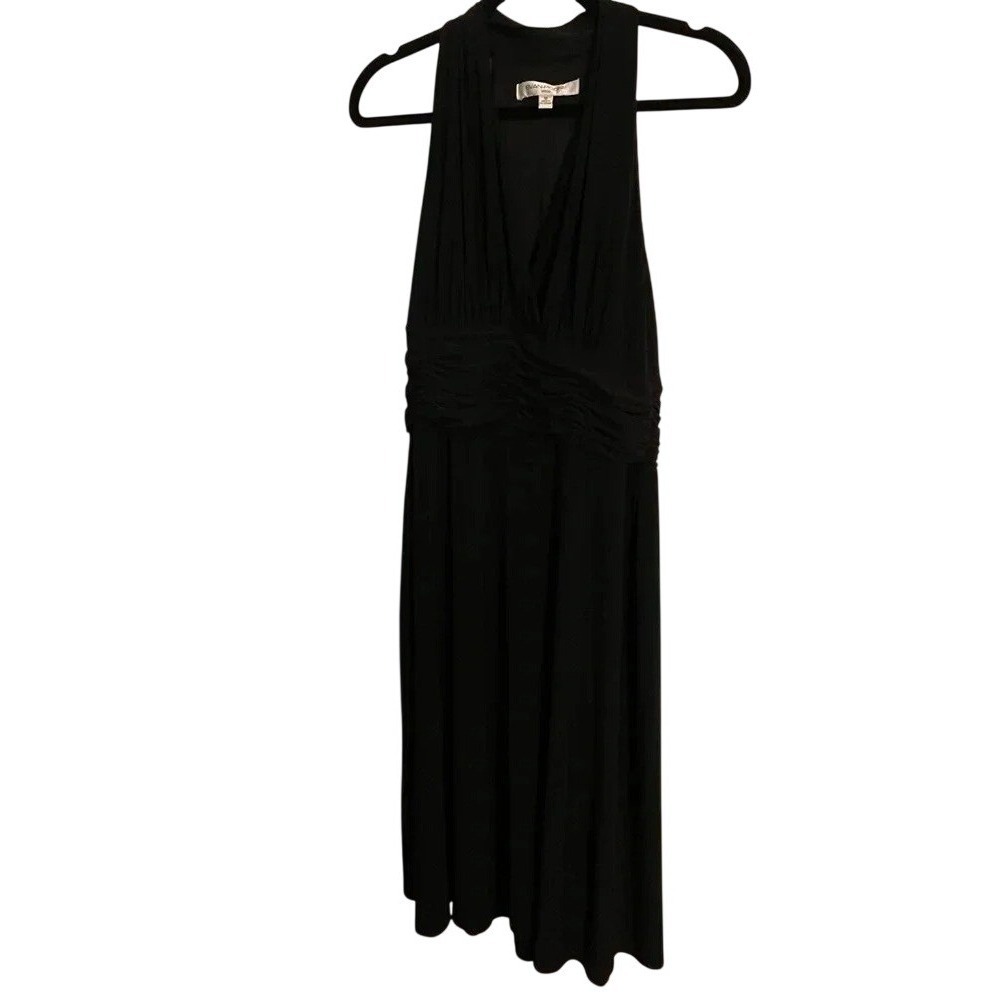 Evan Picone Womens Black Marilyn Dress Figure flattering Stretchy sz 12 Midi‎
